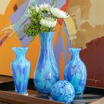 Vaso 83 Multicor Azul e Água-marinha Murano Cristais Cadoro