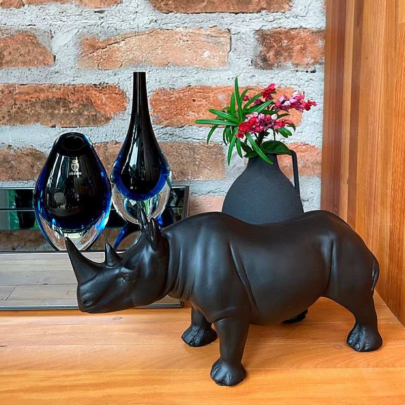 Escultura Rinoceronte - Preto