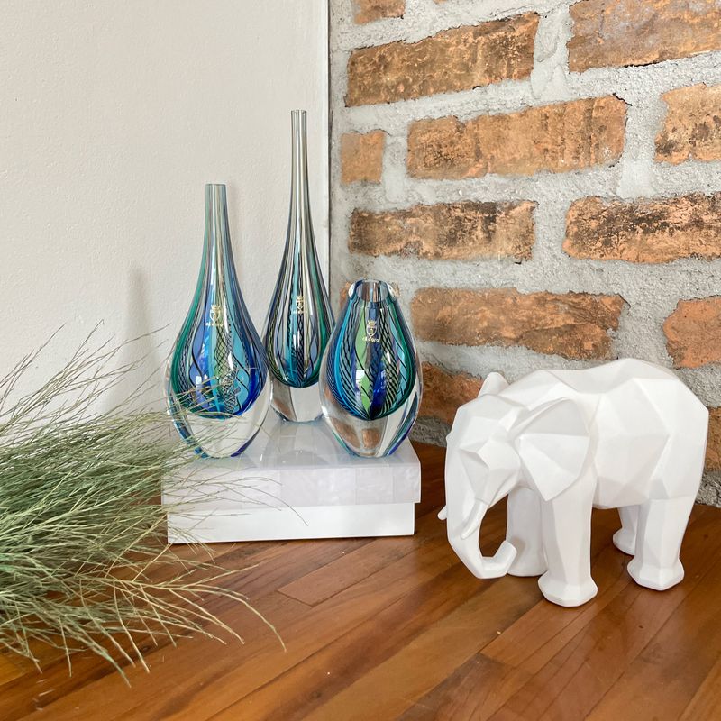 Escultura Elefante 3D Branco - Grande
