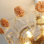 Lustre de Murano Transparente com Ouro 24K e Detalhes Laranja