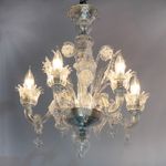 Lustre de Murano Transparente Base Prata