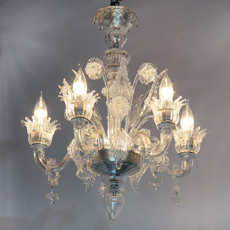 Lustre de Murano Transparente Base Prata