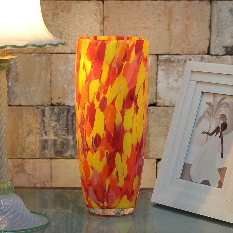 Vaso AD3 Multicor Amarelo, Laranja e Coral Murano Cristais Cadoro