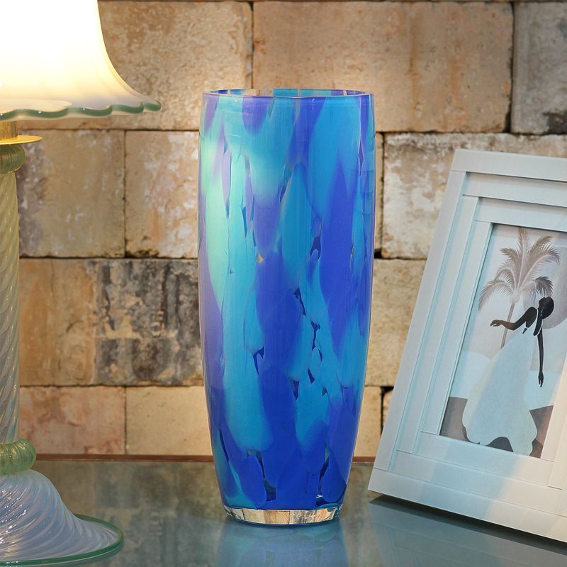 Vaso AD3 Multicor Azul e Água-marinha Murano Cristais Cadoro