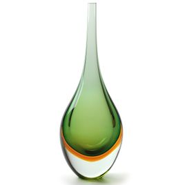 Gota Alta Bicolor Verde com Âmbar Murano Cristais Cadoro