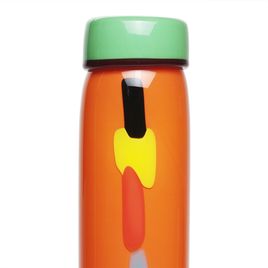Vaso Cilindrico Laranja e Verde Leitoso com Lascas Verticais