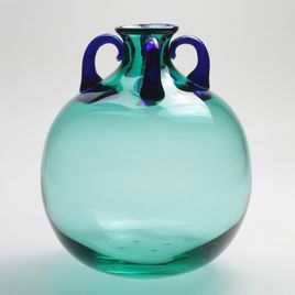 Vaso Ânfora Verde com Alças Azuis