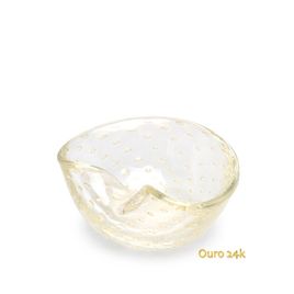 Bowl 1 Tela Transparente Com Ouro Murano Cristais Cadoro