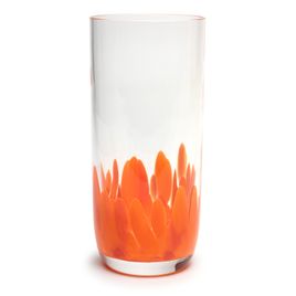 Copo Longo Multicor Laranja Leitoso Colorido Murano Cristais Cadoro