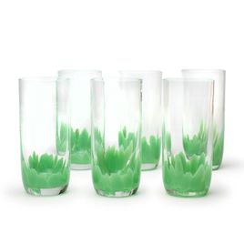 Conjunto com 6 Copos Longos Multicor Verde Murano Cristais Cadoro