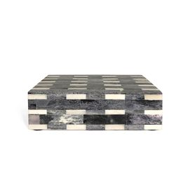 Caixa Osso Geométrica Cinza e Off White (18x12CM)