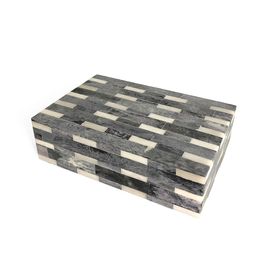 Caixa Osso Geométrica Cinza e Off White (18x12CM)