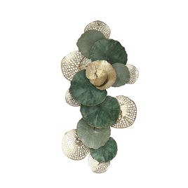 Escultura de Parede Verde e Dourada